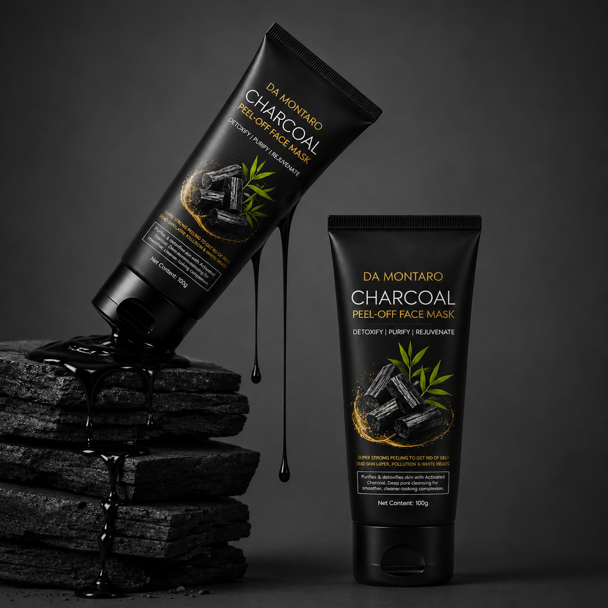 DA MONTARO Charcoal Peel-Off Face Mask – Deep Detox & Dead Skin Removal